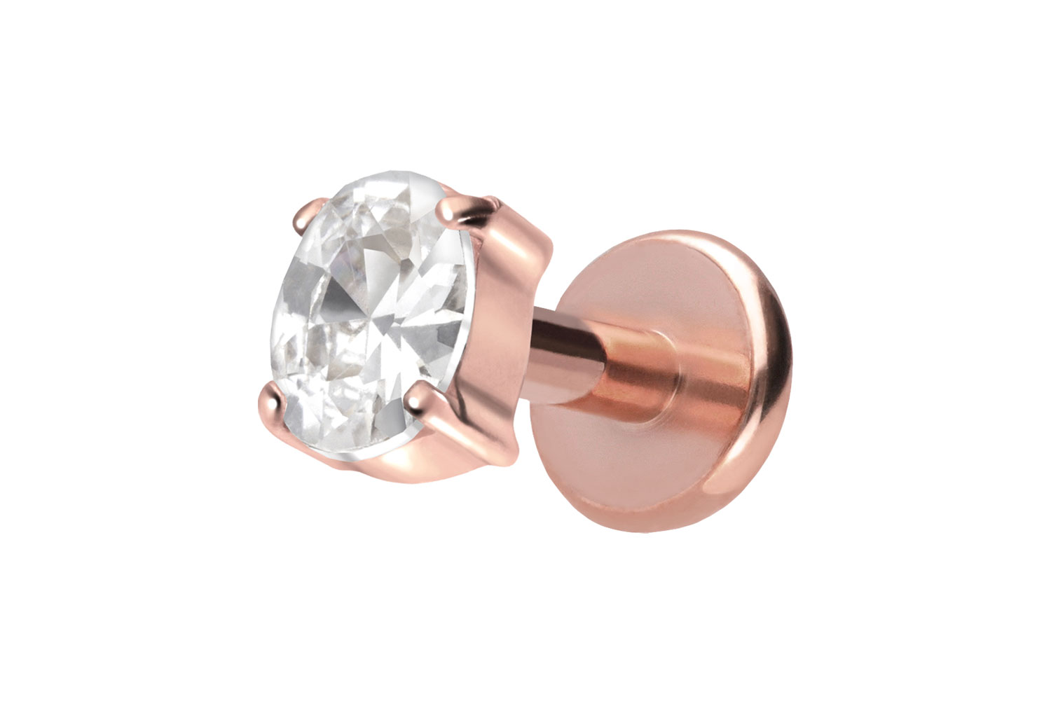 Titan Labret Piercing mit Push Fit EINGEFASSTES KRISTALLOVAL